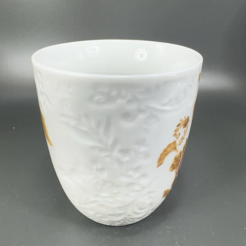 Pier 1 Porcelain Coffee Mug Cup Initial Letter‎ J Monogram Brown Leafs Pattern